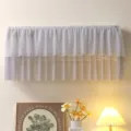 Detail view of white lace wall mounted air conditioner dust cover, elegant ruffles home decor. - 2P (Length 88-94cm) / Gray