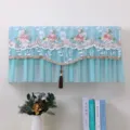 Vista dettagliata della copertura antipolvere ricamata, elegante tenda protettiva in pizzo blu. - 1-1,5 CV (design senza rimozione) / Peonia primaverile verde
