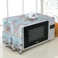 European style microwave oven dust cover floral fabric protective cover with lace hem kitchen tool - Flower Love Blue