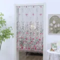 Embroidered lace door curtain white floral sheer partition curtain for bedroom home decor - Door Curtain 1.3m W x 1.45m H / Elegant Luxury Pink