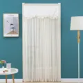 Double layer french lace sheer door curtain white mesh room divider for home decoration - Width 90 Height 200 cm / Blooming Prosperity Cream Double-Layer Gauze