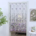 Embroidered sheer door curtain white floral partition curtain for bedroom home decor. - Door Curtain 1.3m W x 1.45m H / Elegant Luxury Lady - Purple