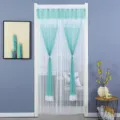 Tenda per porta trasparente verde e bianca zanzariera in pizzo per decorazione casa. - Tenda quattro stagioni larghezza 100 * altezza 210 cm / Garza antizanzare a doppio strato verde estetica