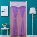 Purple lace door curtain sheer partition drape for bedroom living room home decor elegant style - 100*210cm / Purple Opaque Double-Layer Curtain with Velcro