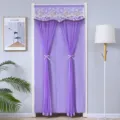 Purple lace anti-mosquito door curtain partition for bedroom living room home decor. - 100*210cm / Double-layer Opaque with Velcro / Purple