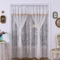 Detalle de cortina de encaje blanco vintage francés, elegante cortina divisoria transparente. - Barra Extensible 100-180cm / Blanco Francés