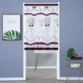 Cortina de puerta decorativa para dormitorio y cocina, cortina corta transparente con bordado floral. - 90*120cm / Lazo Morado