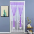 Tendina per porta zanzariera in tulle viola e bianco per decorazione camera da letto. - Tenda quattro stagioni larghezza 100 * altezza 210 cm / Rete antizanzare estetica a doppio strato viola