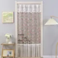 French romantic style door curtain detail showing delicate white lace and colorful floral mesh fabric for home decor - 1 Piece (1.25m W x 2m H) Without Rod / Shining Stars