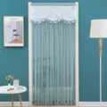 Double layer French sheer door curtain lace short curtain partition room decoration - Rich Floral Green Double-Layer Gauze Curtain