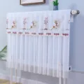 Λευκό κάλυμμα καλοριφέρ με δαντέλα και κέντημα ελαφιού προστασία σπιτιού διακόσμηση. - Μωβ και λευκό τούλι με μοτίβο ελάφι