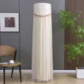 Modern minimalist cylindrical floor standing air conditioner dust cover lace mesh design - Blooming Flowers Beige with Lining