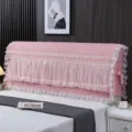 Copertura testata letto in pizzo rosa stile principessa tessuto morbido antipolvere protezione. - Stile principessa rosa