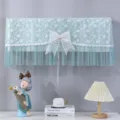 Copertura antipolvere per condizionatore stile principessa con ricamo floreale e fiocco decorativo - Nuovo fiocco verde, non richiede rimozione all'accensione