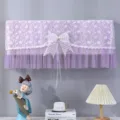 Copertura antipolvere per condizionatore in pizzo viola con fiocco in stile principessa. - Nuovo fiocco viola, non richiede rimozione all'accensione