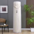 Beige vertical cylindrical air conditioner dust cover lace mesh modern home decor style - Golden Dream Beige with Lining