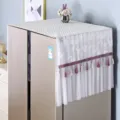 White lace refrigerator dust cover double door top cloth cover with elegant purple tassels. - Single Door W55*D60*H60 cm / Misty Purple