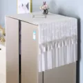 White lace refrigerator dust cover double door washing machine cloth with tassels floral decor - Single Door W55*D60*H60 cm / Misty Rain Beige