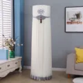 Elegant lace vertical dust cover for home decoration, soft mesh fabric with tassel accent. - Universal Air Conditioner Cover (Height 180cm) / Milan Fashion Grey with Lining