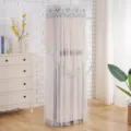 Lace standing air conditioner dust cover, vertical cabinet protector, elegant floral design. - AC Cover (Height 170cm) / [Square] Begonia Green