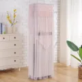 Pink lace vertical air conditioner dust cover, elegant mesh floral embroidered home decor. - AC Cover (Height 170cm) / [Square] Begonia Pink