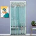 European style sheer door curtain with elegant lace embroidery, perfect for home decor. - W90 x H210cm Mosquito Proof / Elegant Green Double-Layer Gauze with Velcro