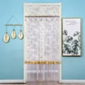 White lace door curtain with tassels and gold trim double layer minimalist home decor 1pc - 90*220cm / Misty Coffee Double-Open Curtains with Free Hook & Loop Tape