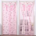 Pink floral mesh door curtain mosquito net for bedroom privacy and pest control hanging. - Floral Pink