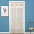 Cortina de puerta de doble capa con bordado de encaje, mosquitera transparente para dormitorio. - 90x200cm (Con Barra y Velcro) / Arroz de Jazmín