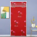 Dicker isolierter Türvorhang Winter thermisch winddicht Trennwand gestepptes rotes Rosenmuster - 90*200cm / Gepolsterte Baumwoll-Türvorhänge Zwei Rosen