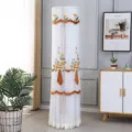 Vertical cylindrical air conditioner dust cover with delicate mesh lace and floral embroidery. - Splendid