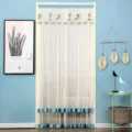 Double layer anti-mosquito door curtain with embroidered deer mesh lace fabric for home room decor - Little Deer Light Blue Double-Layer Mesh with Velcro