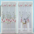 Cortina de puerta de malla de encaje blanco con carpas koi y loto bordados para decoración. - 90x200cm (Con Cinta Mágica) / Malla de doble capa koi rojo