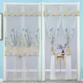 Cortina de puerta de malla doble con elegante bordado de carpa koi dorada, instalación fácil. - 90x200cm (Con Cinta Mágica) / Malla de doble capa koi dorado
