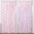 Roze bloemige dubbellaags deurordijn met kant en kwastjes, privacygordijn voor slaapkamer. - 90x200cm / Nectar Roze