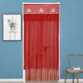 Cortina de puerta de malla de doble capa roja mosquitera dormitorio divisor decoración - Rojo Jazmín