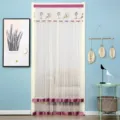 Double layer embroidered mesh anti mosquito door curtain with lace trim home decor - Little Deer Purple Double-Layer Mesh with Velcro