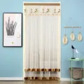 Double layer anti mosquito door curtain lace mesh embroidered deer curtain room decor - Brown Deer Double Gauze with Velcro