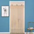 Cortina de puerta transparente de doble capa en beige con delicado bordado y ribete de encaje. - Marrón Jazmín
