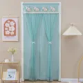 Punch-free mosquito door curtain bedroom lace long gauze partition curtain household home decor - 90x190cm / Hibiscus Green