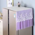 White and purple lace refrigerator dust cover for double door fridge stylish home decor top cloth - Moonflower Purple