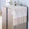 White lace refrigerator dust cover top cloth double door fridge protector home fabric - Moonflower Brown