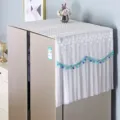 White lace refrigerator dust cover for double door fridge, elegant home decor dustproof cloth. - Candy Blue