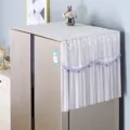 White lace refrigerator dust cover with beaded fringe top cover towel for double door fridge. - Candy Purple