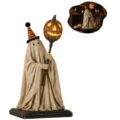 Détail d'une figurine de fantôme vintage illuminée avec un sceptre citrouille d'Halloween. - Figurine de Fantôme Vintage Canne Citrouille