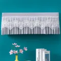 Graue Spitzen Klimaanlage Abdeckung staubdicht hängend Schutz für modernes Zuhause - Universell für 1-1,5 PS (Länge innerhalb 86 cm) / Jadeperlen-Grau (Betriebsbereit)