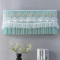 Elegant green lace air conditioner dust cover with floral embroidery for home wall units. - Gold Thread Plum Green