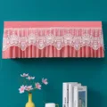 Vista dettagliata della copertura antipolvere per condizionatore rosa con pizzo bianco. - Rosa perla di giada (utilizzabile in funzione)