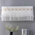 White lace air conditioner dust cover with golden floral embroidery and pleats detail - Golden Silk Plum White