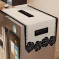 Cremefarbene Kühlschrank-Staubschutzhülle Doppeltür Ofentuch cremeweißes Blumen Heimtextilien - 55*140cm / Kamelie – Speziell geformte Kühlschrankabdeckung